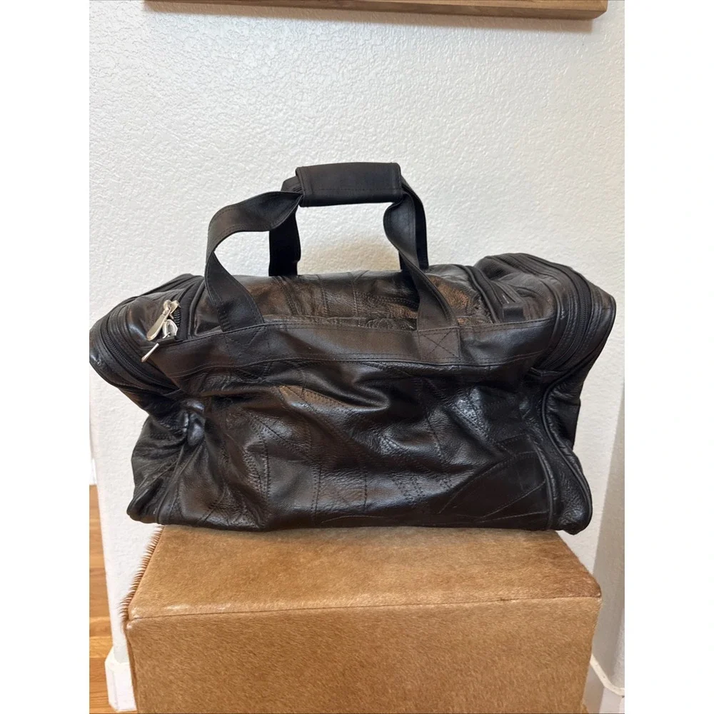 Bonne Buffalo Leather Large Black Weekender Duffel Travel Bag Navarre Leather Co